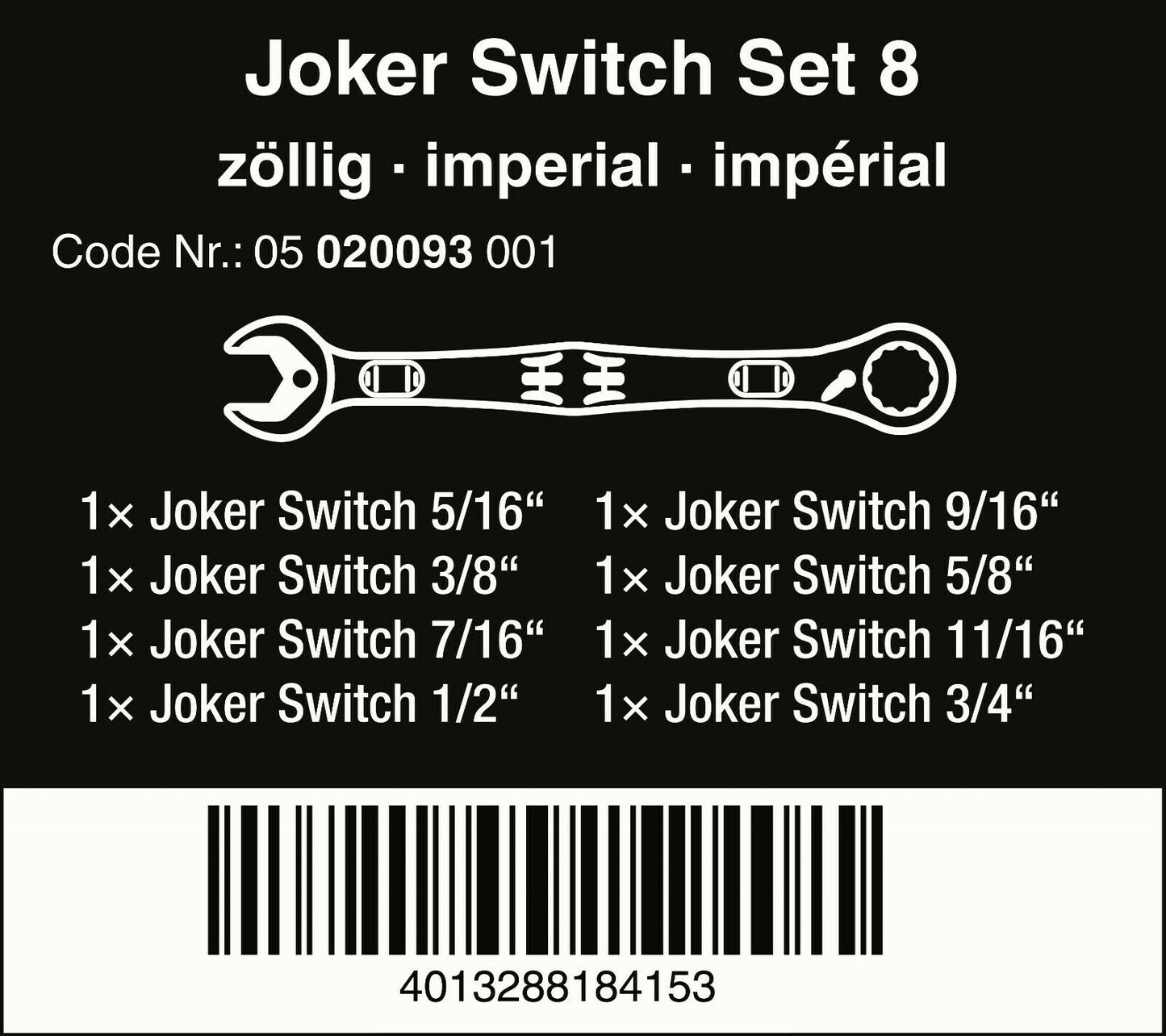 wera 6001 joker switch ratcheting combination wrench set 8 piece sae 05020093001