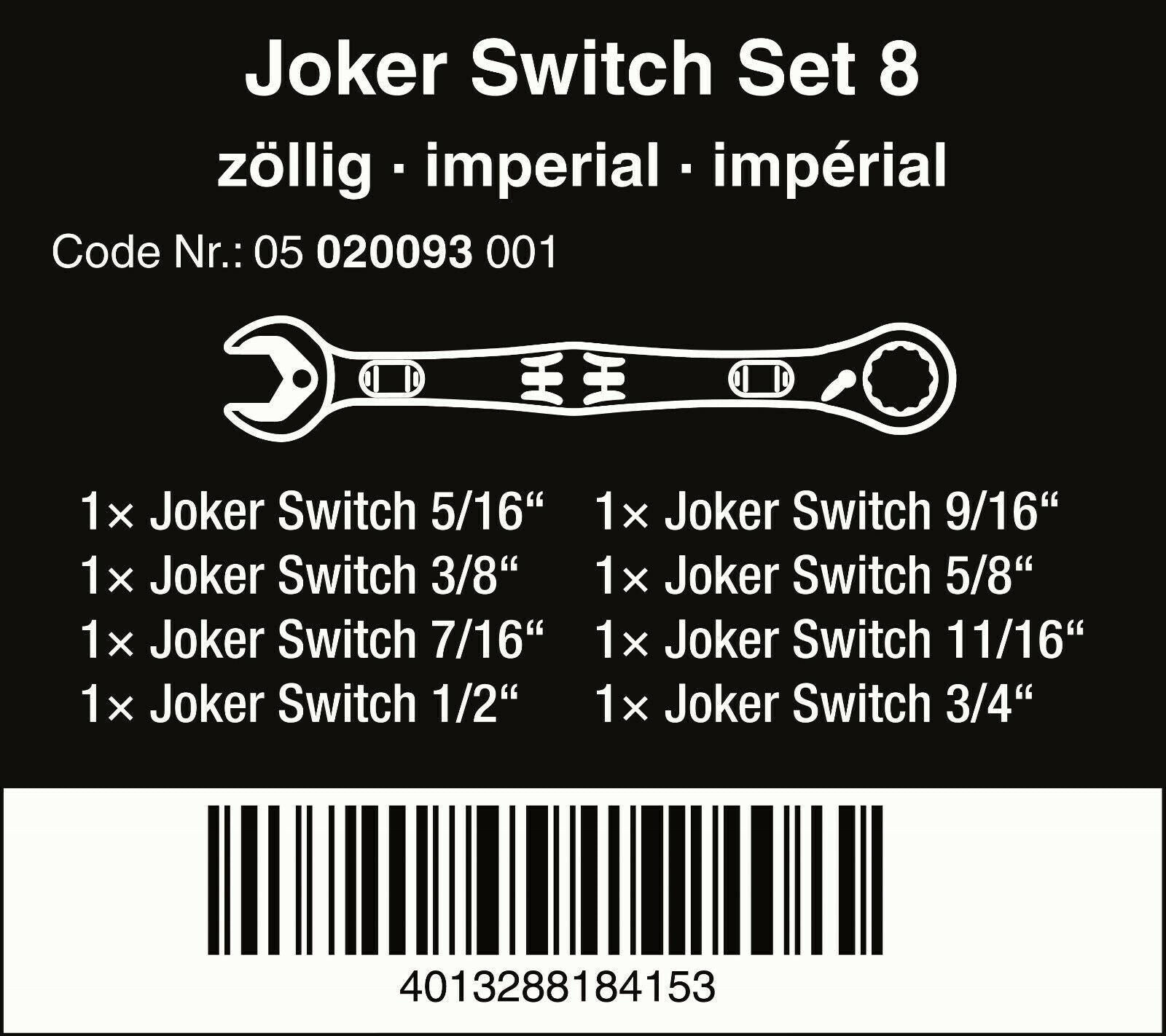 Wera Joker Set Ratcheting Combination Wrench Set - 11 Piece