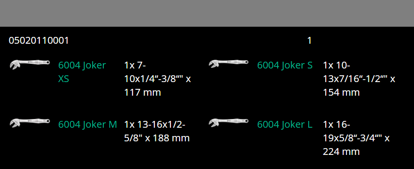 wera 6004 joker self setting wrench set 4 piece 05020110001