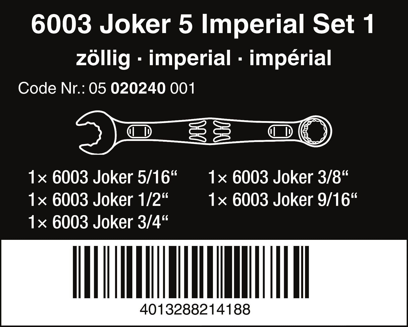 Wera 05020229001 6003 Joker 4 Imperial Set 1