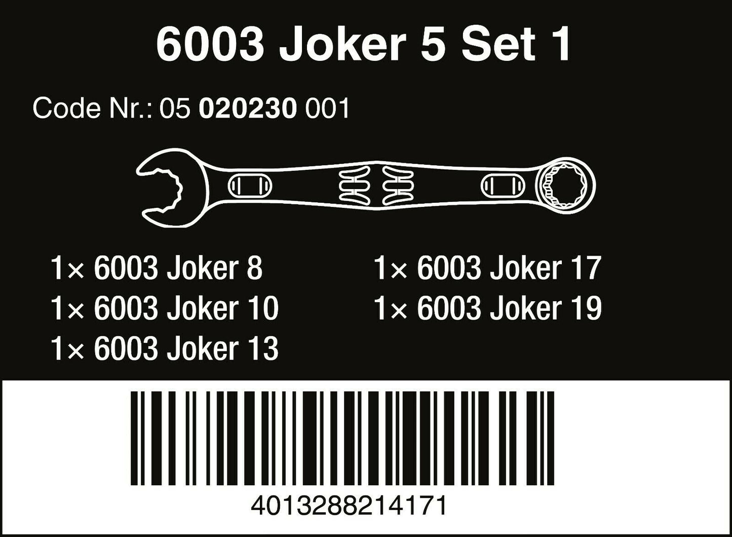 wera 6003 joker combination wrench set 5 piece metric 05020230001