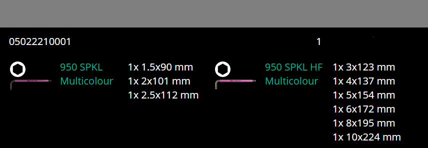 wera 950/9 hf 1 hex-plus multicolor l-key set metric 9 pieces 05022210001