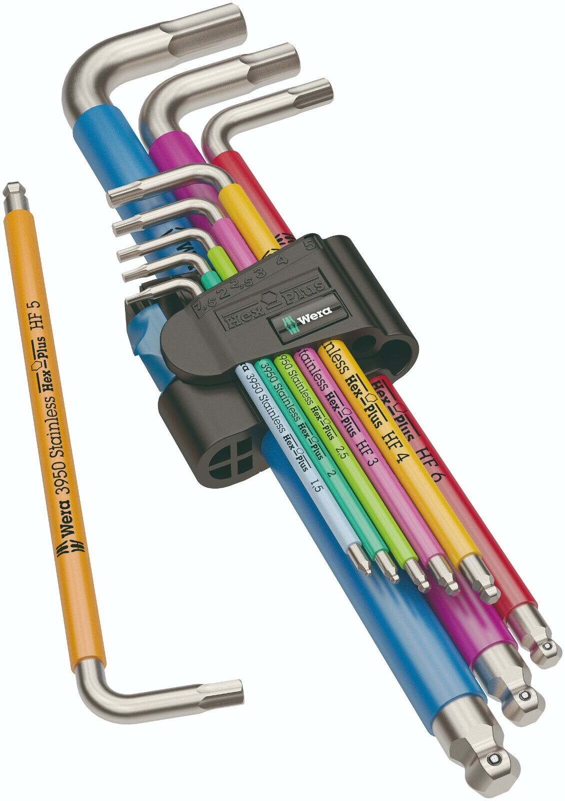 Wera 3950/9 Hex-Plus Multicolor HF Stainless 1 L-Key Set Metric 050226