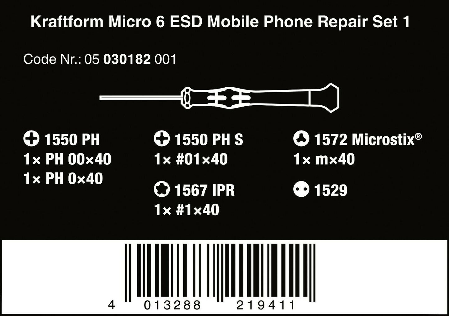 wera kraftform micro 6 esd smart phone repair kit 1 screwdriver set 05030182001