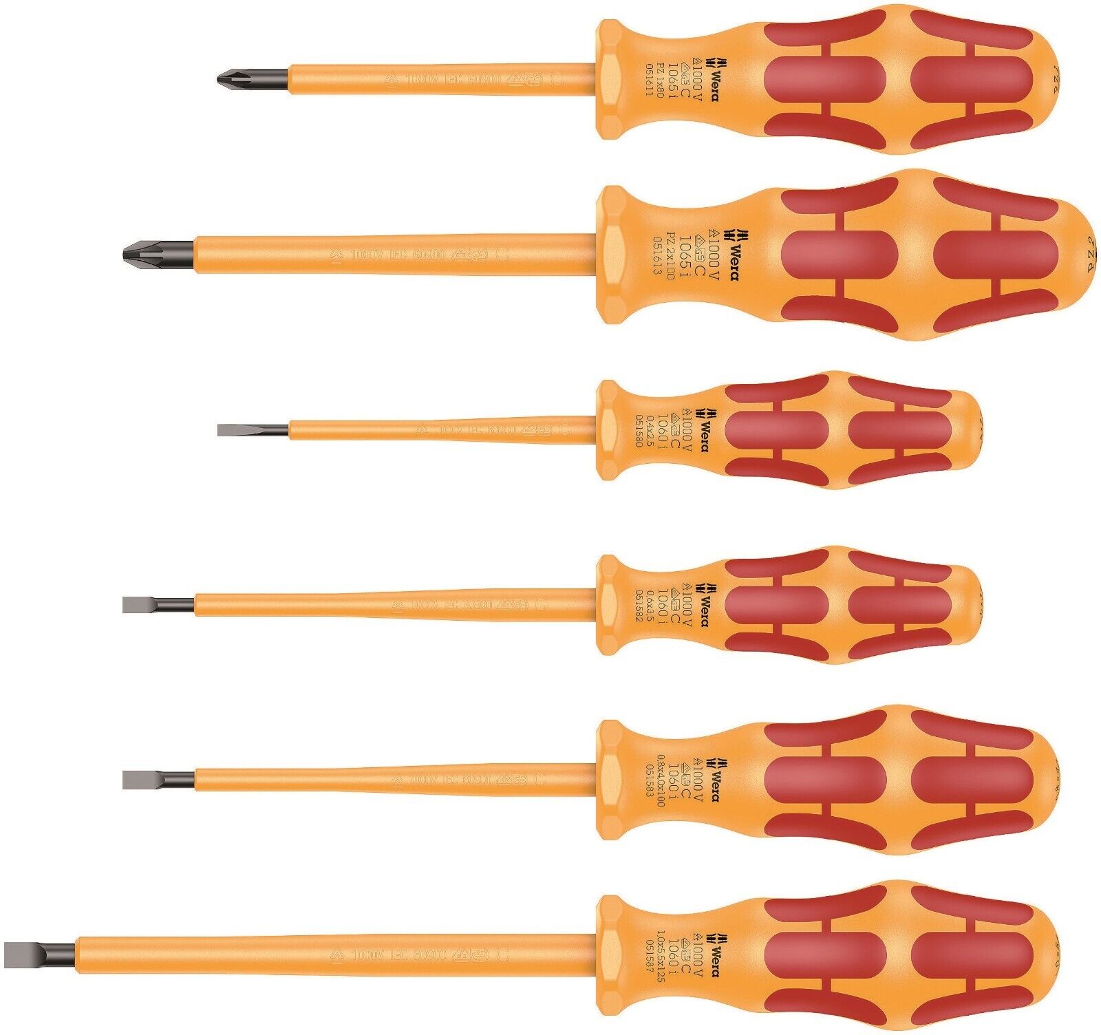 Wera 1060 i/1065 i/6 Kraftform VDE Screwdriver Set 6 Pieces 05051576001