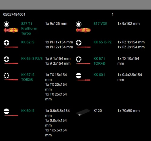 wera kraftform kompakt turbo i 1 vde screwdriver set 16 piece metric 05057484001