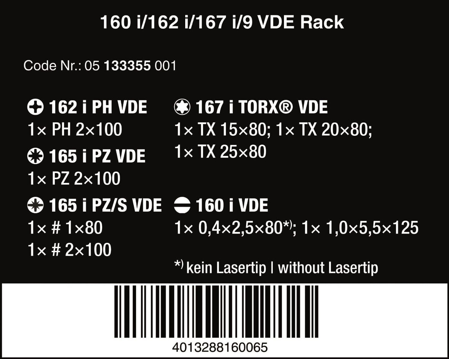 Wera 160 i/162 i/167 i/9 Kraftform VDE Insulated Screwdriver Set 05133355001