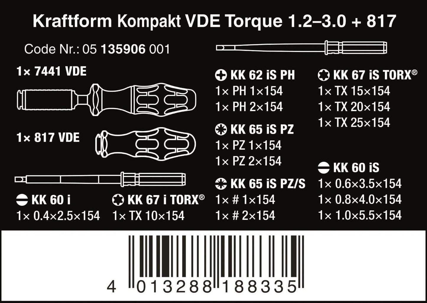Wera Kraftform Kompakt VDE 16 Slim Insulated Torque Screwdriver Set 05135906001