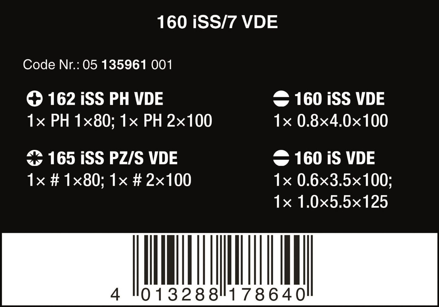 Wera 160 iSS/7 Kraftform VDE Insulated Screwdriver Set 7 Pieces 05135961001