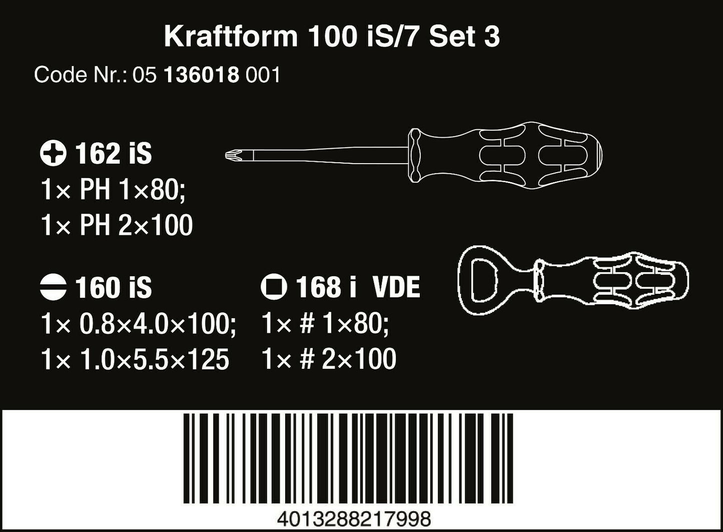 wera 100 is/7 vde set 3 kraftform insulated screwdriver set 7 piece 05136018001