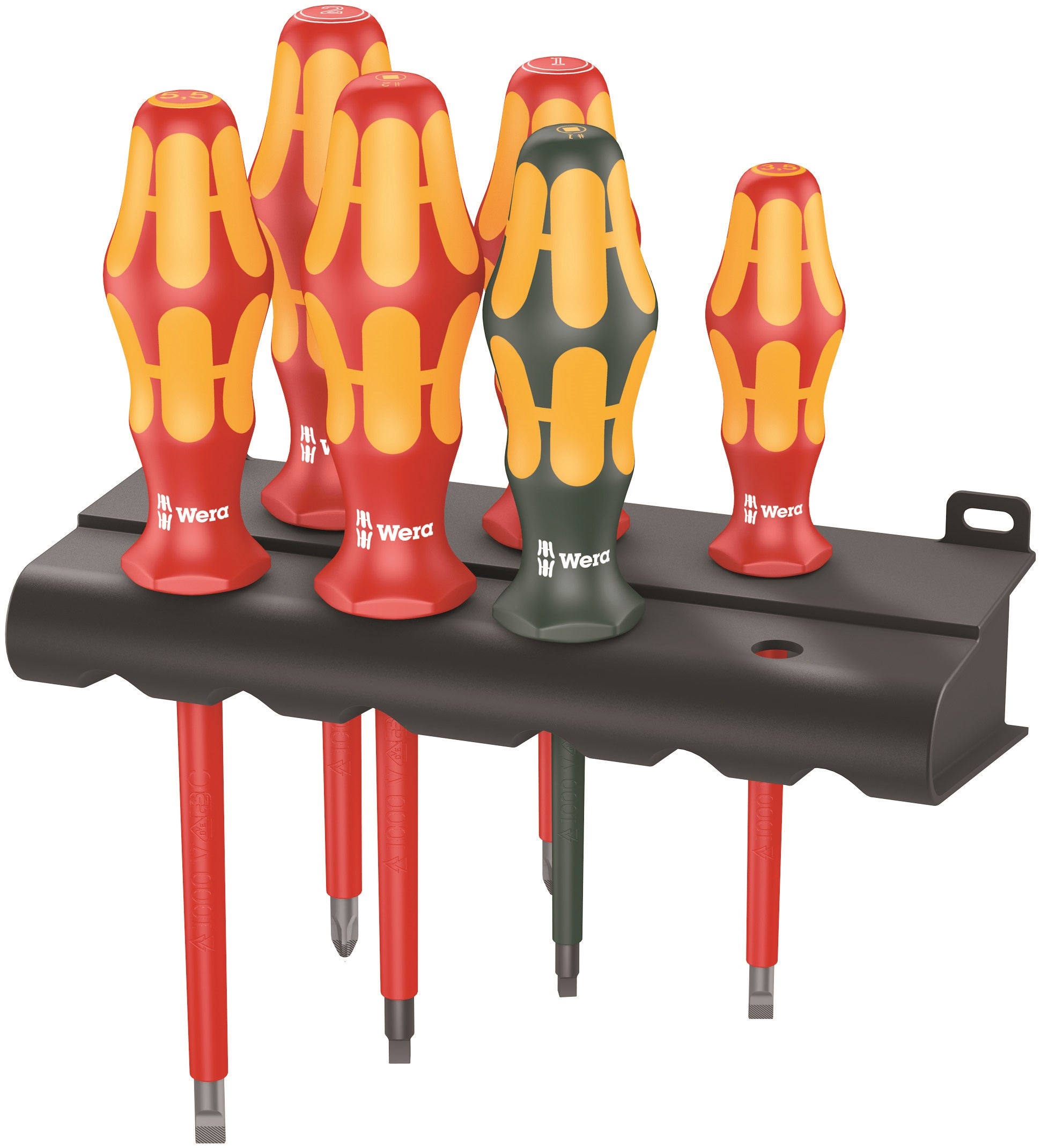 wera kraftform plus vde 100 insulated screwdriver set with rack 05347777001