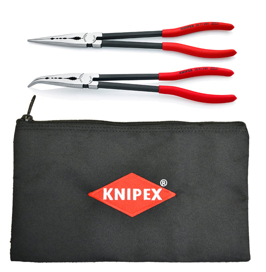 knipex extra long needle nose pliers set with pouch 2 piece 9k 00 80 128 us