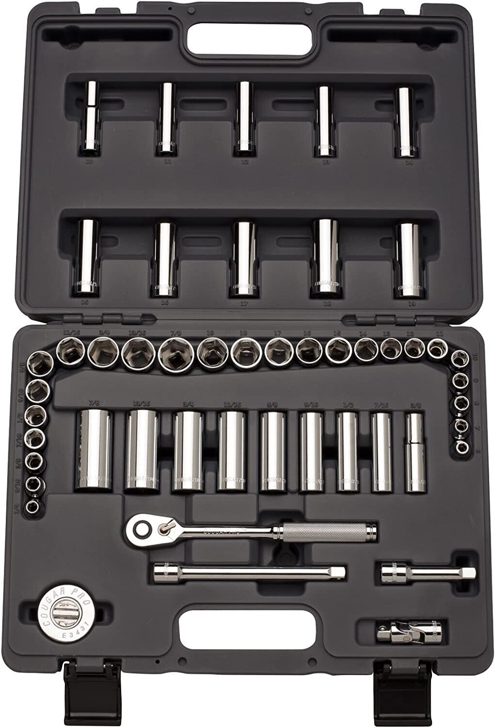 Cougar Pro Socket Wrench Box Set 46 Pieces 1/4" Drive Metric/SAE A29