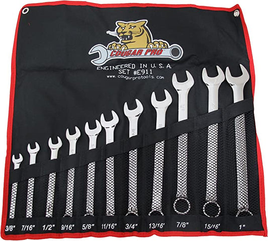 Cougar Pro Combination Wrench Set 11 Piece SAE E911 - Mr. Tools