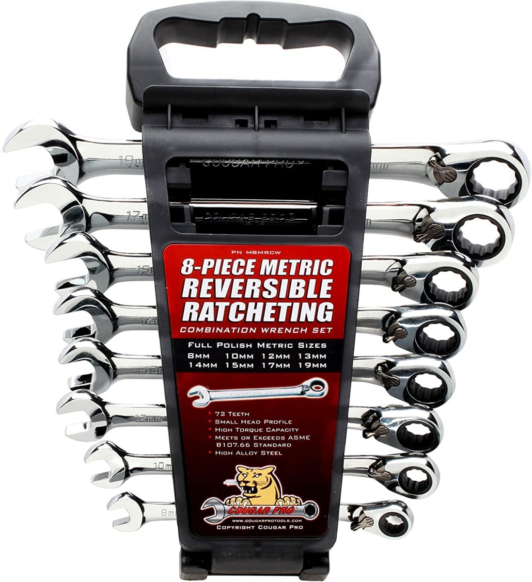 Cougar Pro Reversible Ratcheting Combination Wrench Set 8 Pieces Metric M8MRCW - Mr. Tools