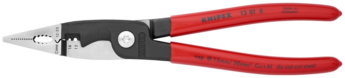 Knipex 6 - in - 1 Electricians Pliers 12 - 14 AWG 13 81 8 - Mr. Tools