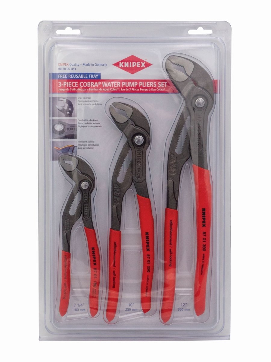 Knipex Cobra® Water Pump Pliers Set 3 Piece 00 20 06 US1 - Mr. Tools