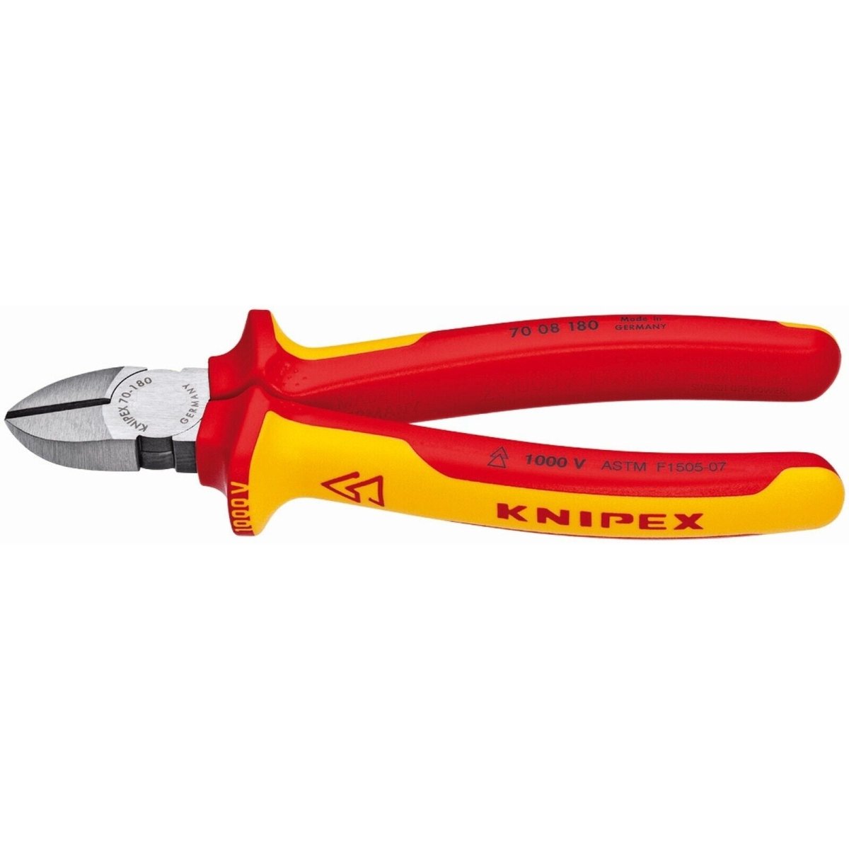 Knipex High Leverage Diagonal Cutters 1000V Insulated 7 1/4" 70 08 180 US - Mr. Tools
