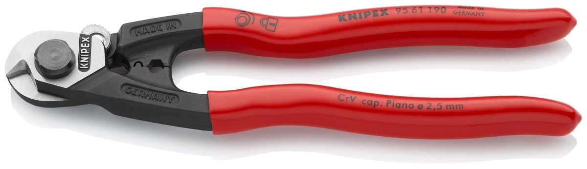 Knipex Wire Rope Cutters 7 1/2" 95 61 190 - Mr. Tools