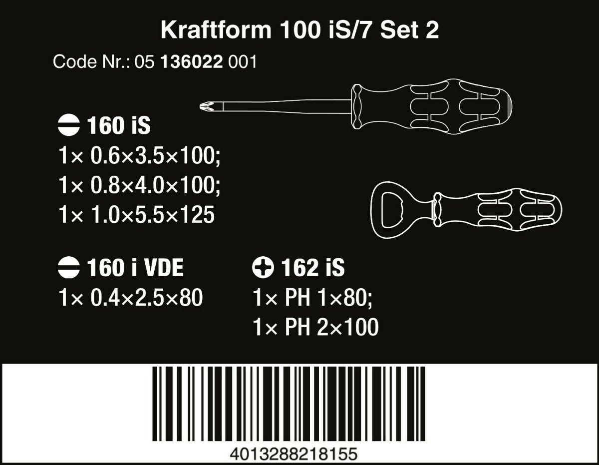 Wera 100 iS/7 VDE Set 2 Kraftform Insulated Screwdriver Set 7 Piece 05136022001 - Mr. Tools