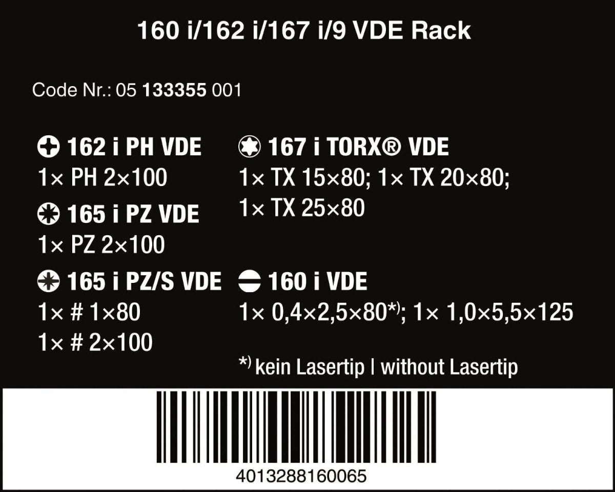 Wera 160 i/162 i/167 i/9 Kraftform VDE Insulated Screwdriver Set 05133355001 - Mr. Tools