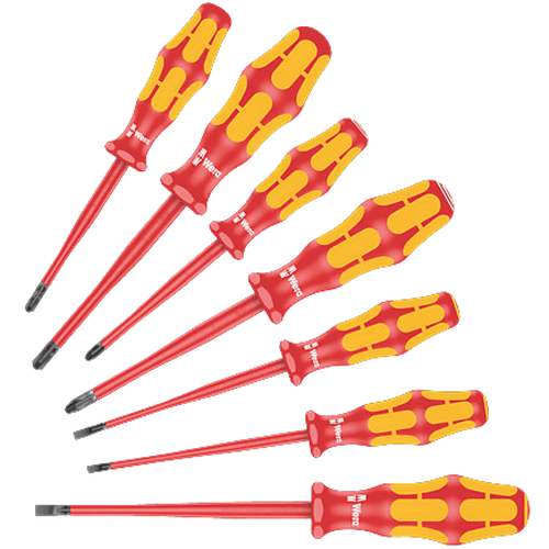 Wera 160 iSS/7 Kraftform VDE Insulated Screwdriver Set 7 Pieces 05135961001 - Mr. Tools