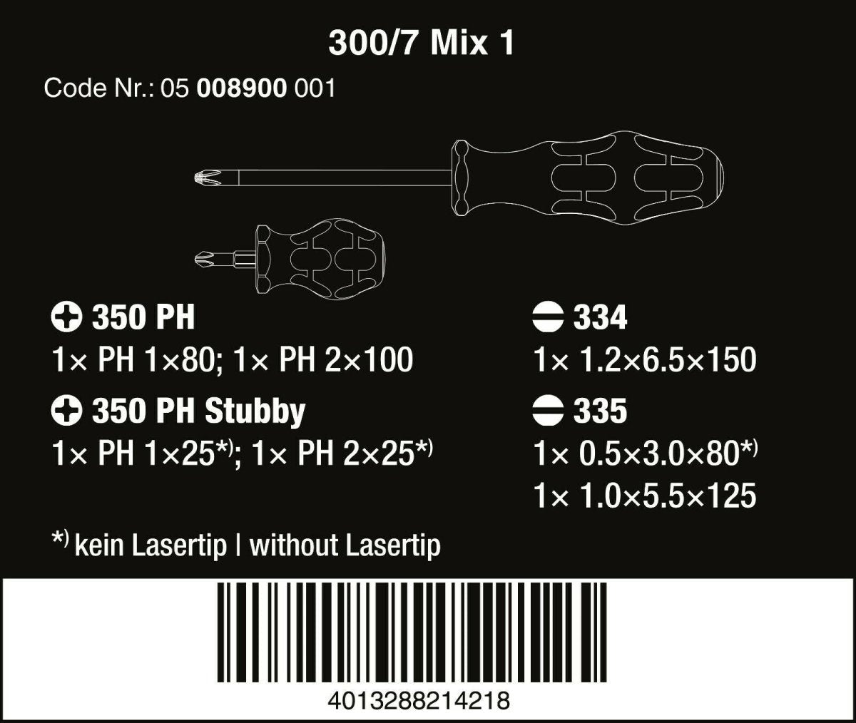 Wera 300/7 Mix 1 Kraftform Plus Screwdriver Set 7 Piece 05008900001 - Mr. Tools