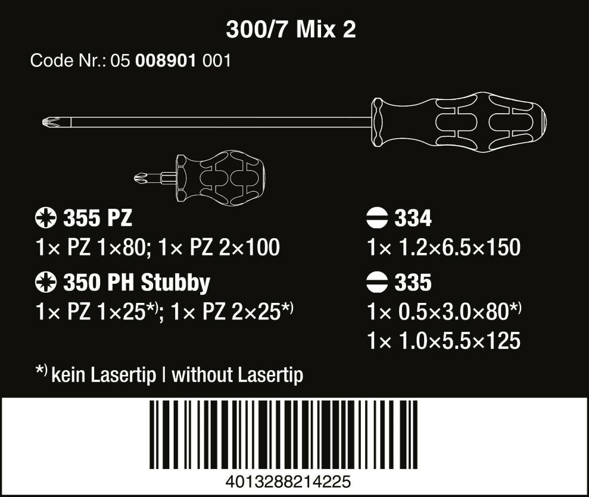 Wera 300/7 Mix 2 Kraftform Plus Screwdriver Set 7 Piece 05008901001 - Mr. Tools