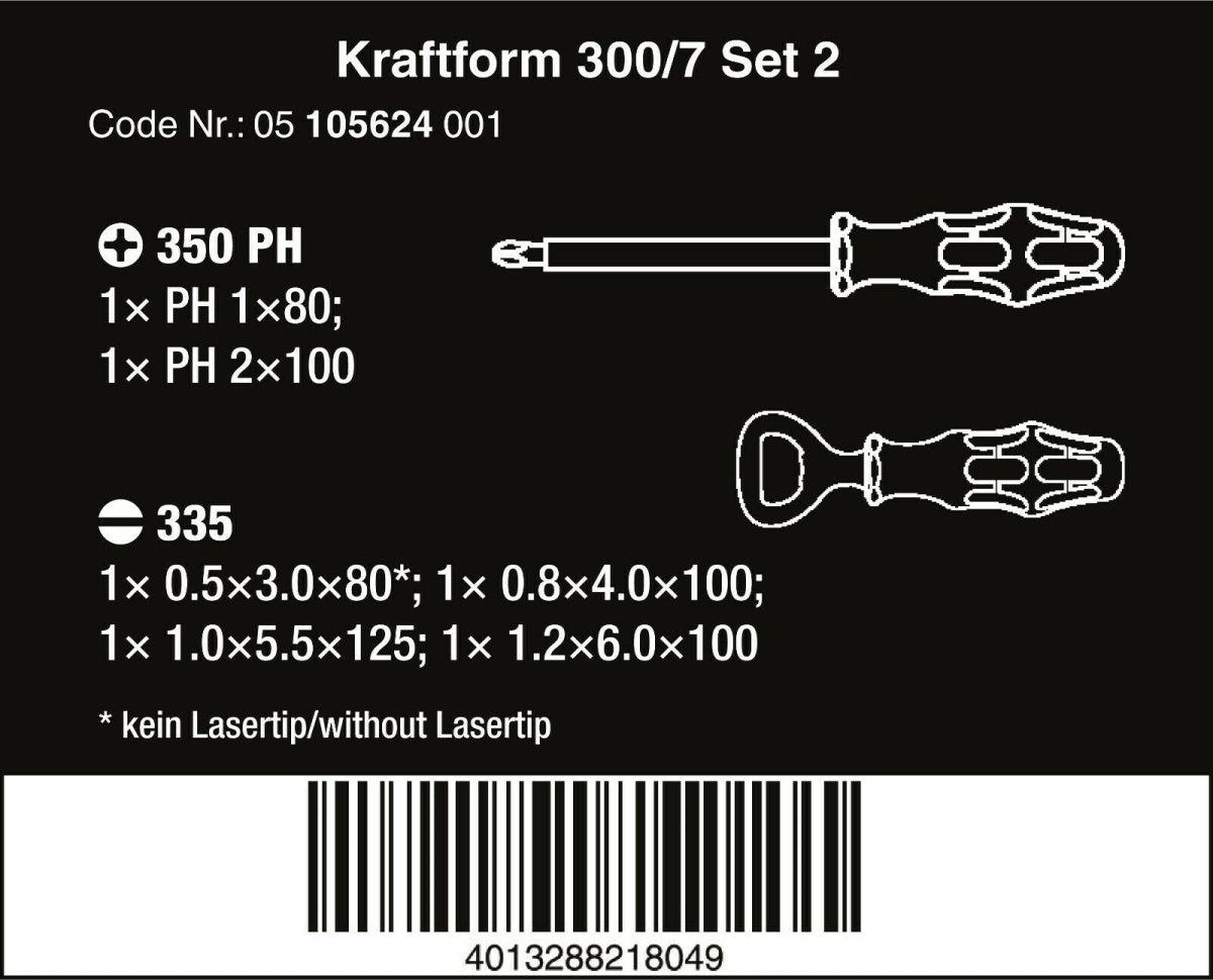 Wera 300/7 Set 2 Kraftform Plus Screwdriver Set 7 Piece 05105624001 - Mr. Tools
