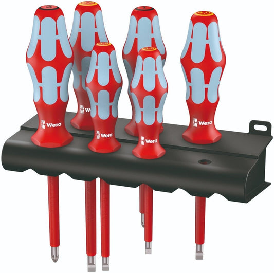 Wera 3165 i/6 VDE Stainless Steel Screwdriver Set With Rack 6 Pieces 05022745001 - Mr. Tools