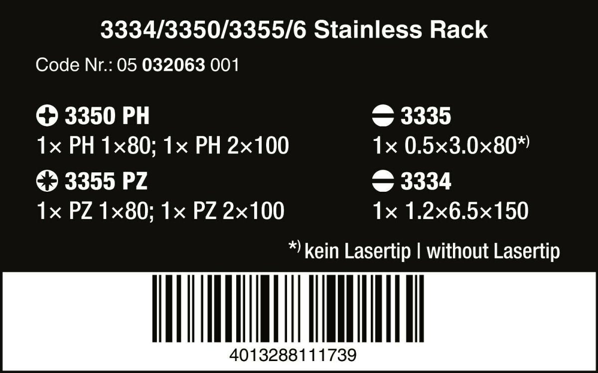 Wera 3334/3350/3355/6 Stainless Steel Screwdriver Set 6 Piece 05032063001 - Mr. Tools