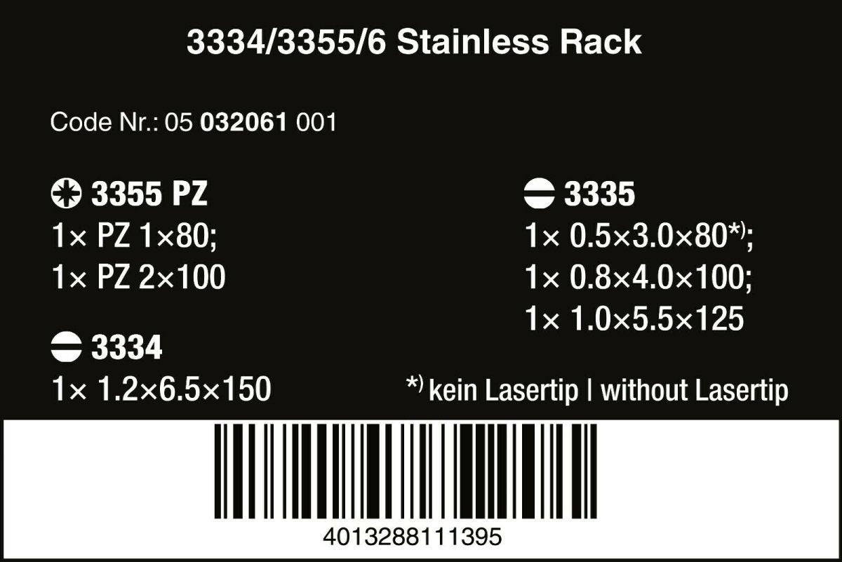 Wera 3334/3355/6 Stainless Steel Screwdriver Set 6 Piece 05032061001 - Mr. Tools