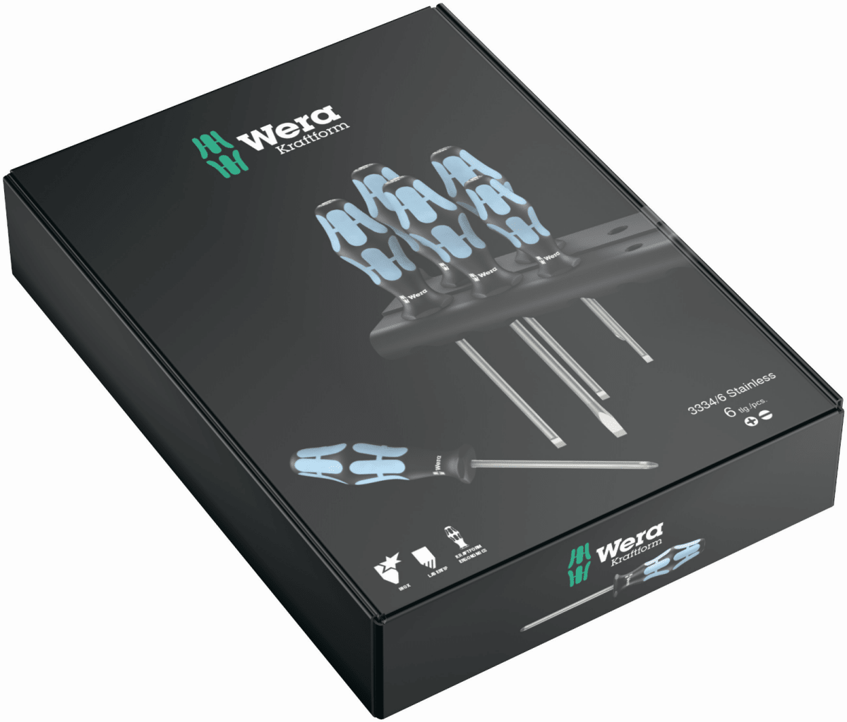 Wera 3334/6 Stainless Steel Slotted/Phillips Screwdriver Set + Rack 05032060001 - Mr. Tools