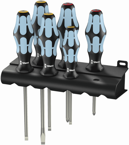 Wera 3334/6 Stainless Steel Slotted/Phillips Screwdriver Set + Rack 05032060001 - Mr. Tools