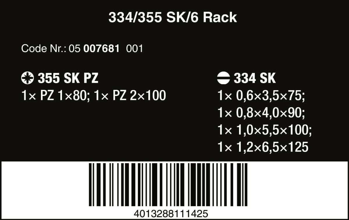 Wera 334/355 SK/6 Kraftform Plus Lasertip Screwdriver Set 05007681001 - Mr. Tools