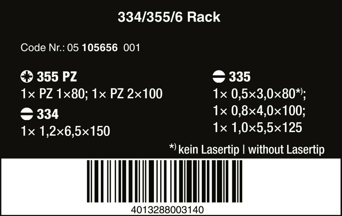 Wera 334/355/6 Kraftform Plus Lasertip Screwdriver Set 6 Piece 05105656001 - Mr. Tools