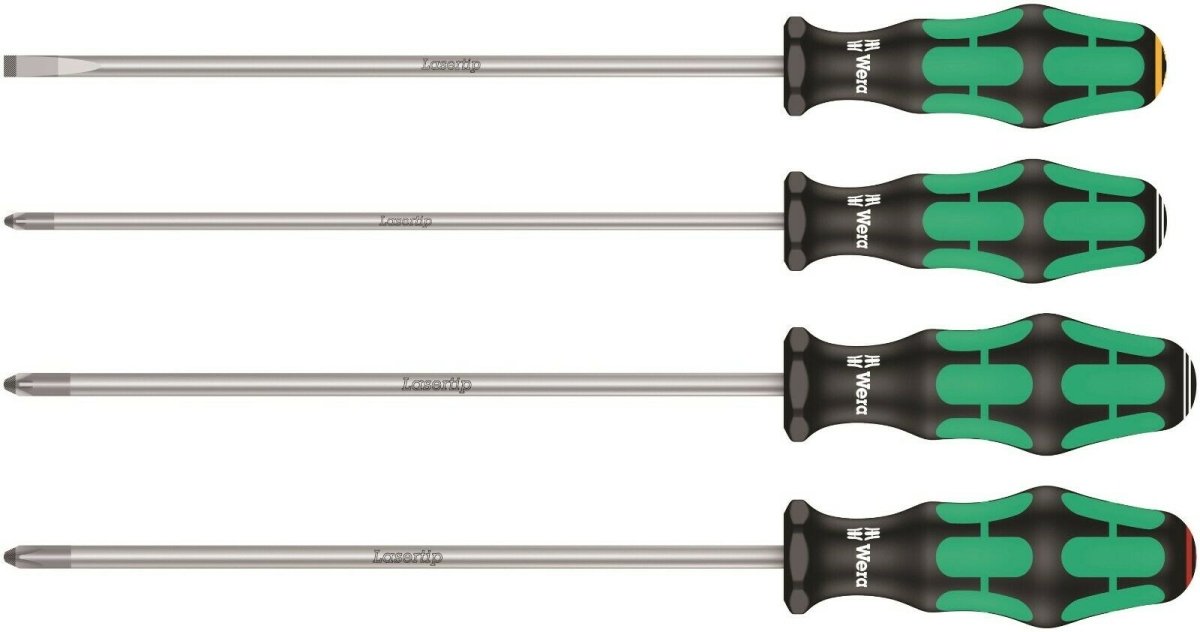 Wera 335/350/355/4 Kraftform Plus Screwdriver Set 200 mm Long 05347736002 - Mr. Tools