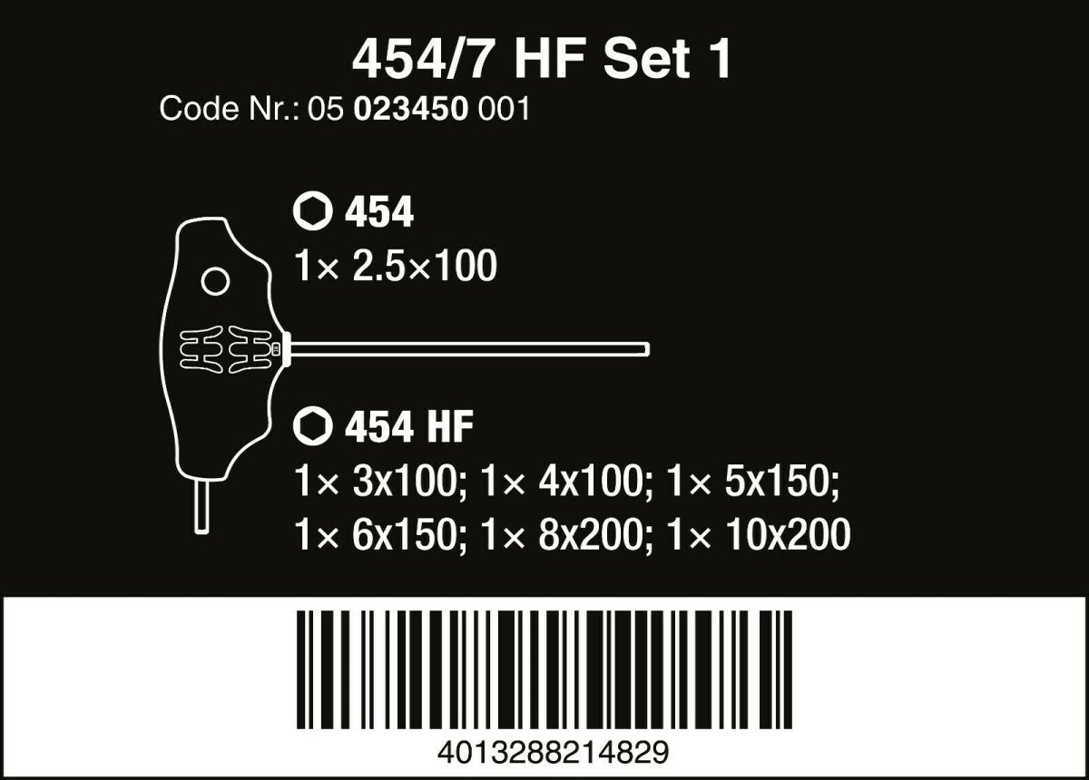 Wera 454/7 HF Set 1 Hex Plus T - Handle Screwdriver Set With Rack 05023450001 - Mr. Tools