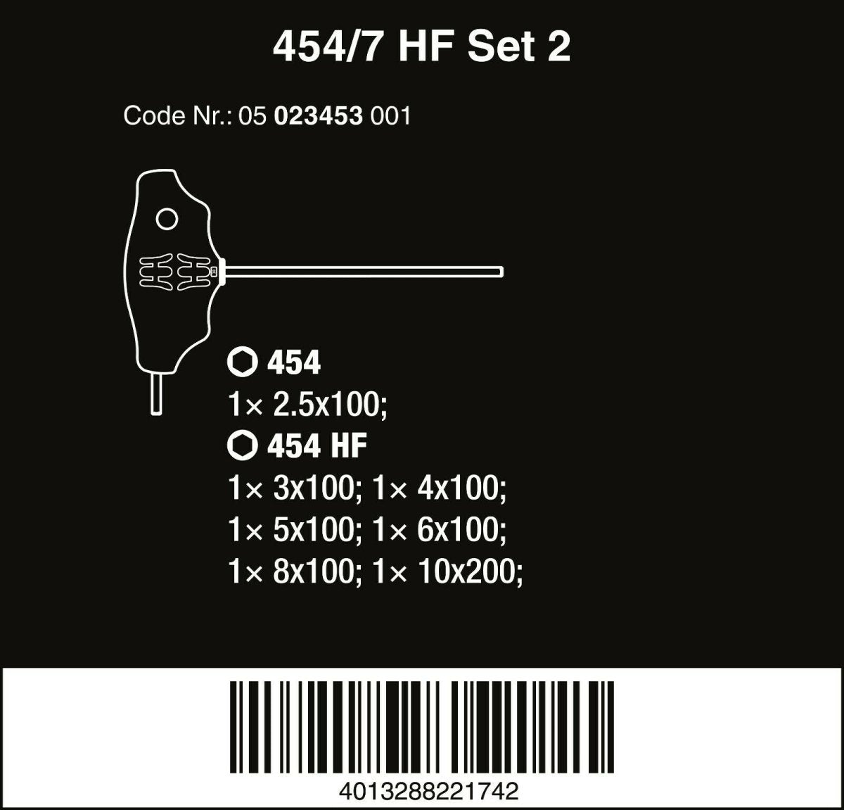 Wera 454/7 HF Set 2 Hex - Plus T - Handle Screwdriver Set 7 Piece Metric 05023453001 - Mr. Tools