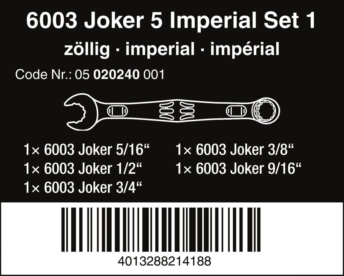 Wera 6003 Joker Combination Wrench Set 4 Pieces Metric 05020228001 - Mr. Tools