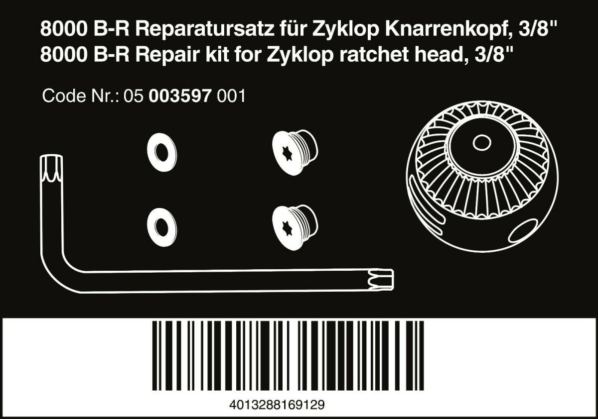 Wera 8000 B - R Zyklop Socket Wrench Repair Kit 3/8" 05003597001 - Mr. Tools