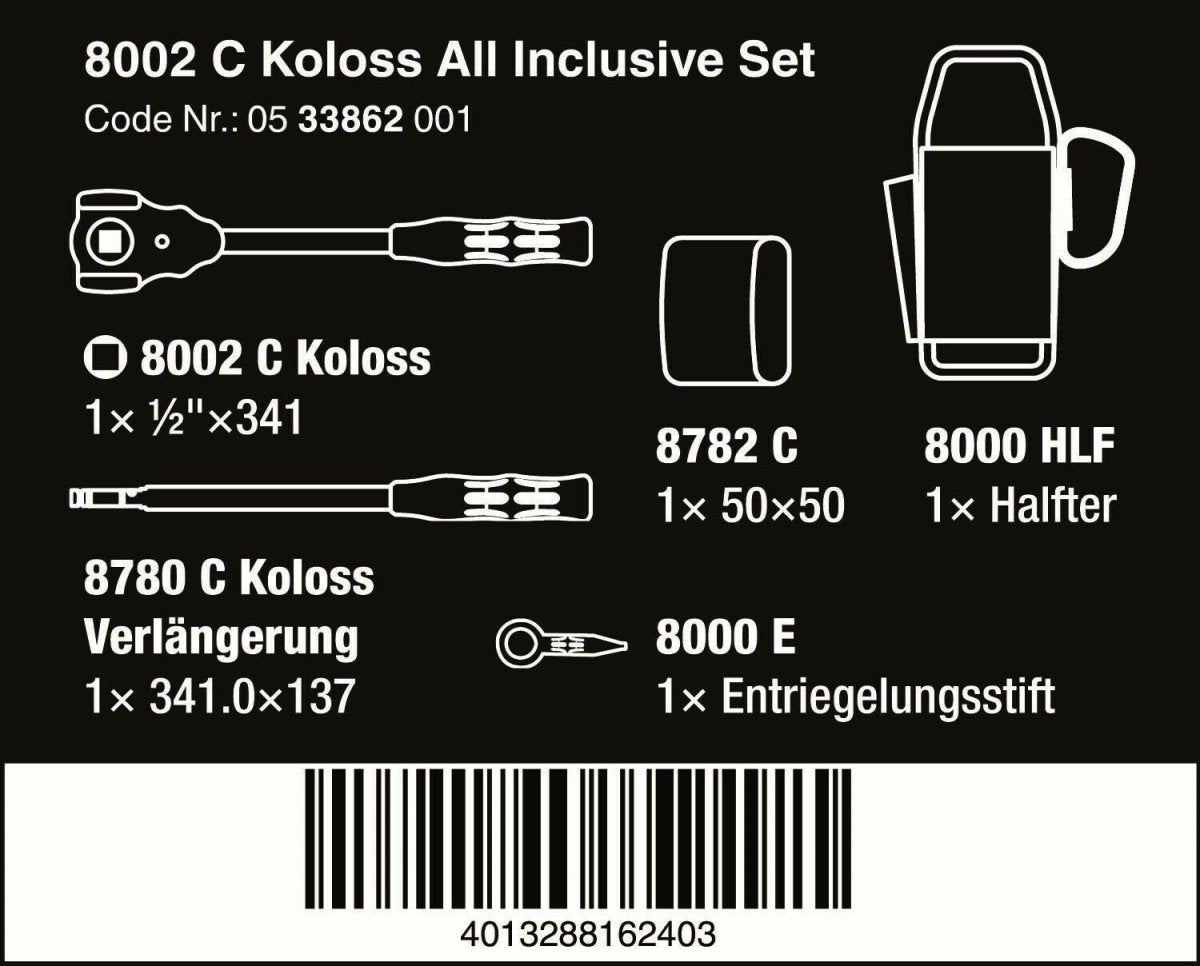 Wera 8002 C Koloss All Inclusive Socket Wrench Set 1/2" Drive 05133862001 - Mr. Tools