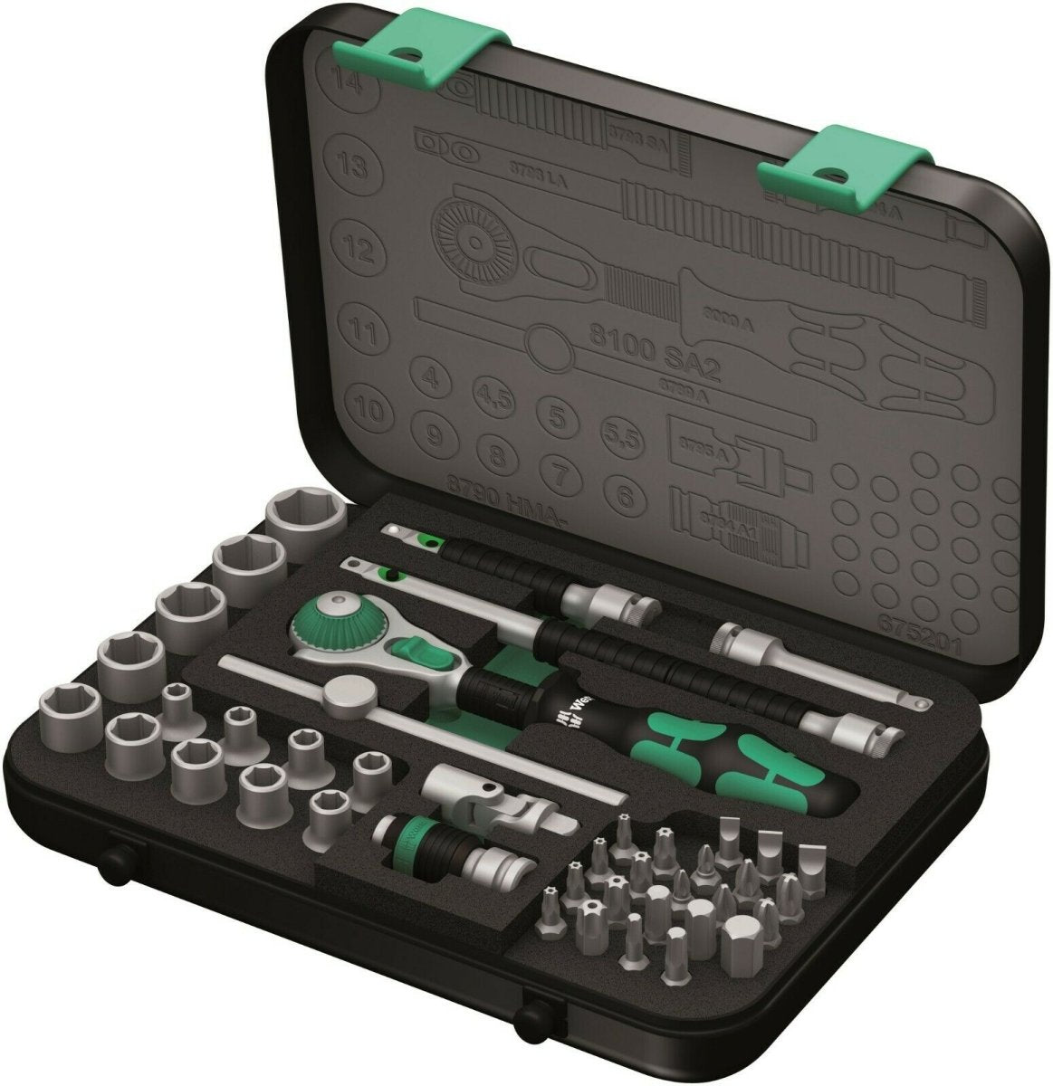 Wera 8100 SA 2 Zyklop Socket Wrench Set 1/4" Drive Metric 42 Pieces 05003533001 - Mr. Tools