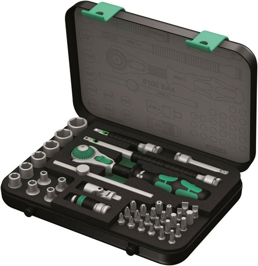 Wera 8100 SA 4 Zyklop Socket Wrench Set 1/4" Drive SAE 41 Pieces 05003535001 - Mr. Tools