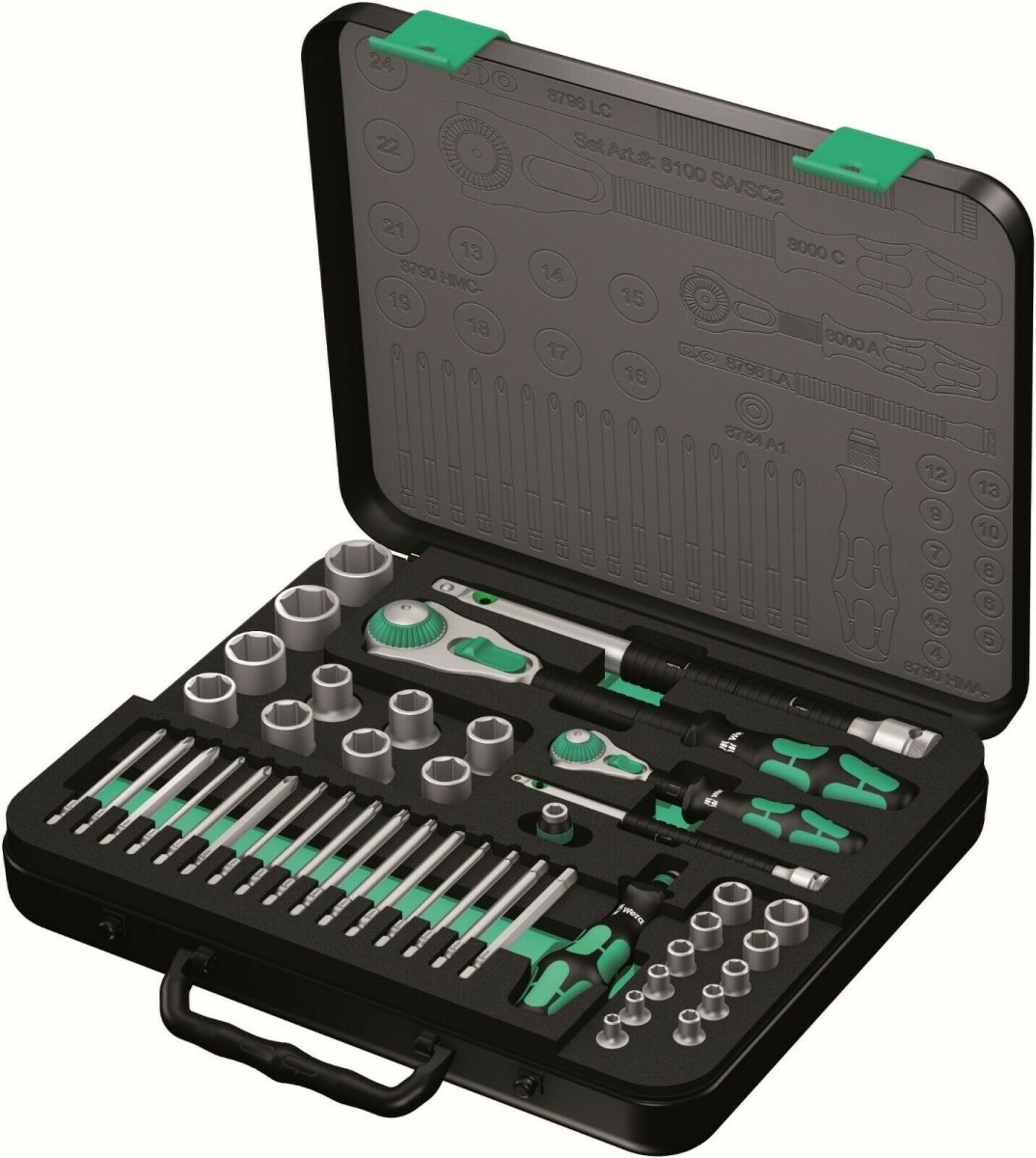 Wera 8100 SA/SC 2 Zyklop Socket Wrench Set 1/4" 1/2" Drive Metric 05160785001 - Mr. Tools