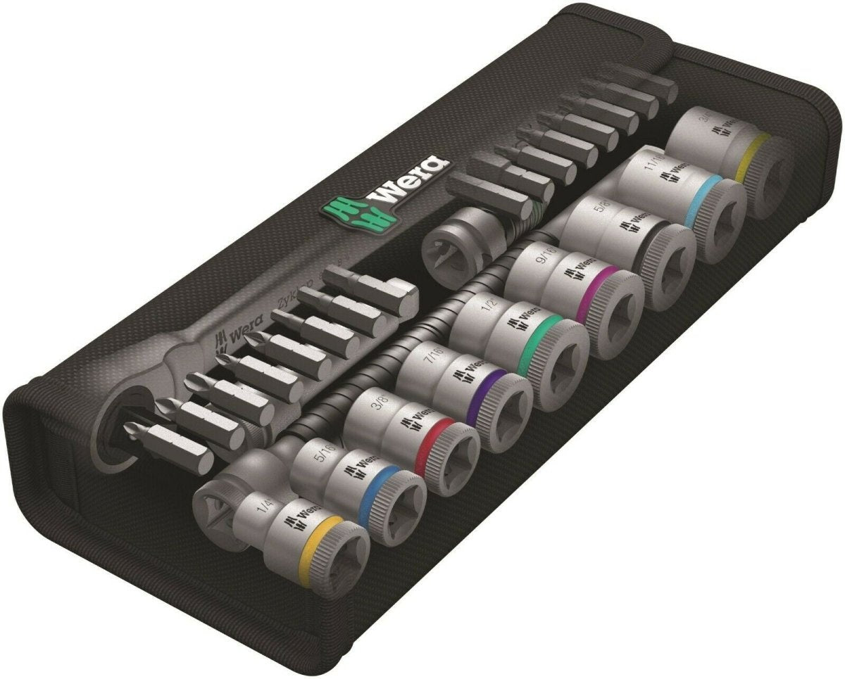 Wera 8100 SB 11 Zyklop Metal Switch Socket Wrench Set 3/8" Drive SAE 05004051001 - Mr. Tools