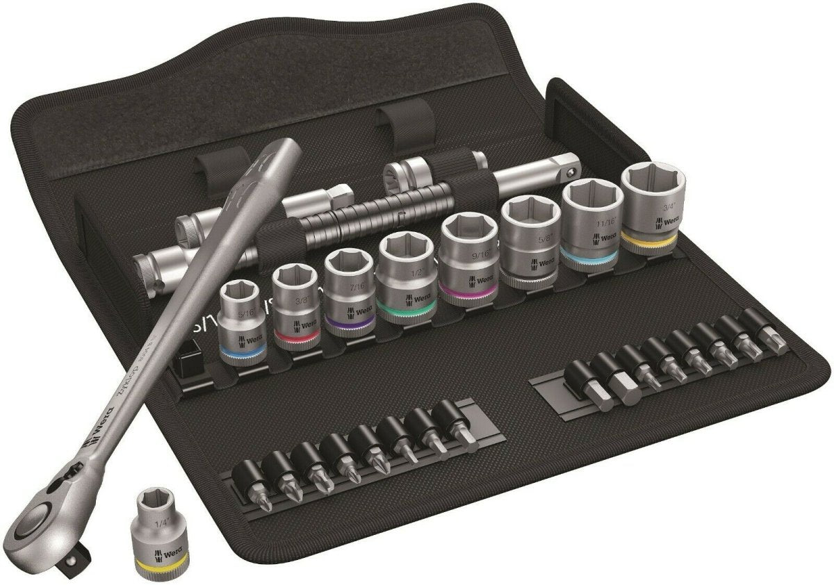 Wera 8100 SB 11 Zyklop Metal Switch Socket Wrench Set 3/8" Drive SAE 05004051001 - Mr. Tools