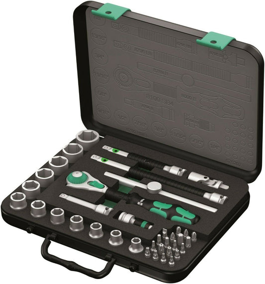Wera 8100 SB 4 Zyklop Socket Wrench Set 3/8" Drive SAE 38 Pieces 05003596001 - Mr. Tools