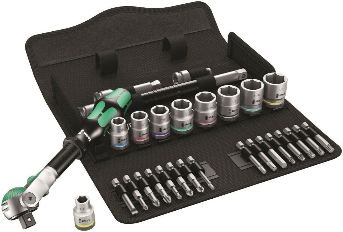 Wera 8100 SB 9 Zyklop Speed Ratchet Set 3/8" Drive SAE 28 Piece 05004049001 - Mr. Tools