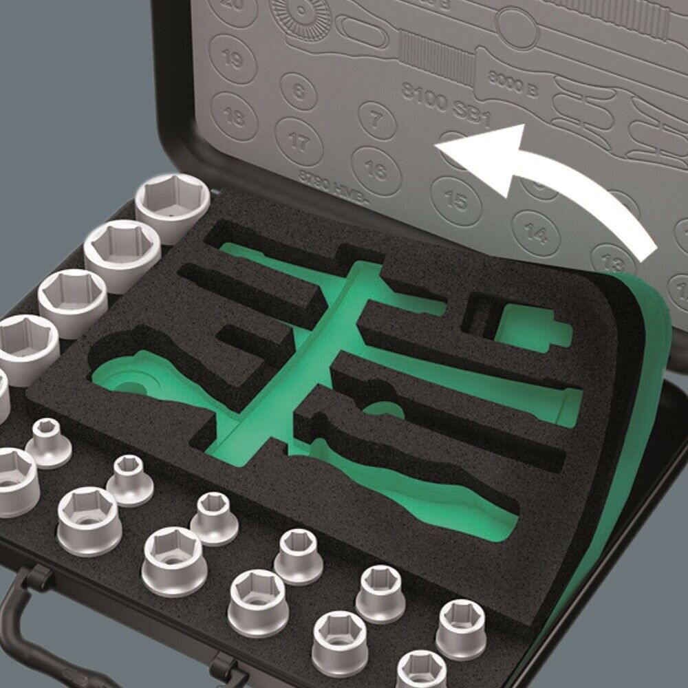Wera 8100 SC 4 Zyklop Socket Wrench Set 1/2" Drive SAE 05003647001 - Mr. Tools